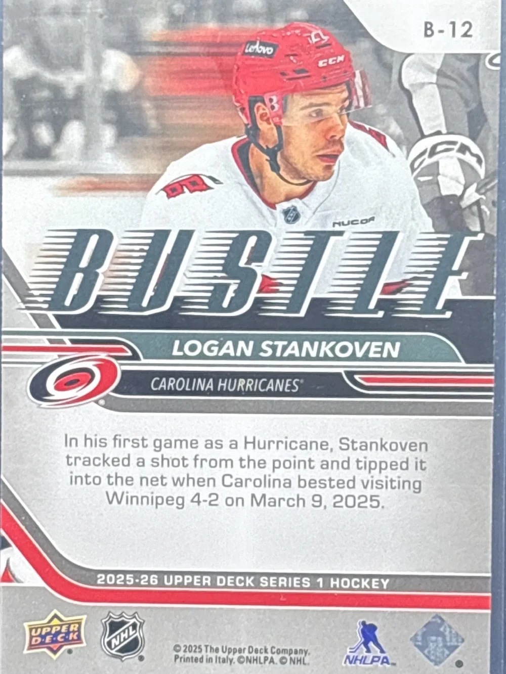 Upper Deck Logan Stankoven Hockey Trading Card - Bustle Refractor